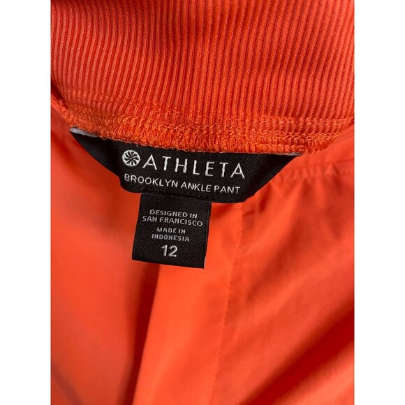 Athleta Brooklyn Ankle Pant Size 12 Orange Pullon Zip Pockets - Picture 3 of 16